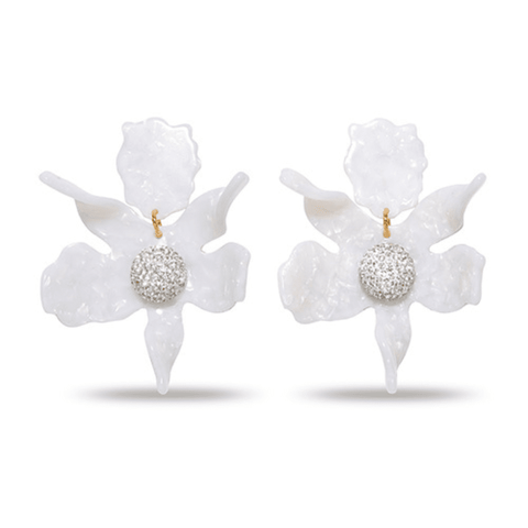 Mother of Pearl Crystal Lily Earrings - Villa Yasmine