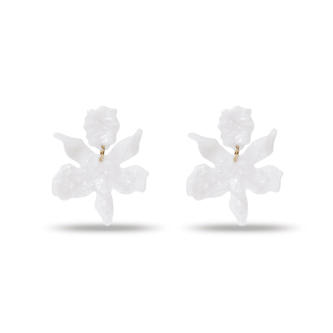 Mother of Pearl Small Paper Lily Earrings - Villa Yasmine