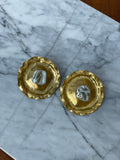 Round Gold Pearl Earrings - Villa Yasmine