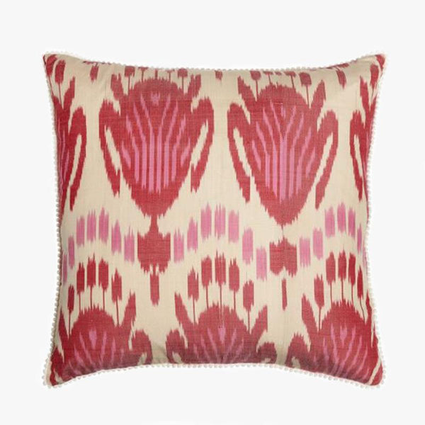 PINK AND RED SQUARE CUSHION COVER - Villa Yasmine