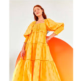 Yellow 3D Pineapple Midi Dress - Villa Yasmine